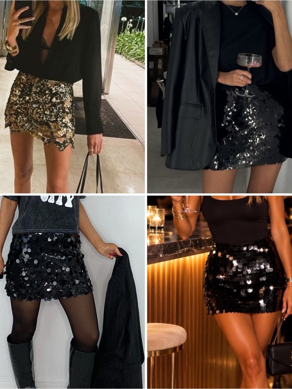 Black Sequin Mini Skirt - Women